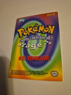 1999 Topps Pokemon Venusaur #E3 of 12 Stage 3 Movie Edition Blue Topps Logo - Image 4