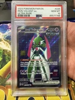 2023 POKEMON PAR EN-PARADOX RIFT ULTRA RARE #225 IRON VALIANT EX PSA 10 - Image 1