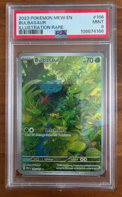 🌱PSA 9 MINT 2023 POKEMON MEW EN 151 BULBASAUR 166 ILLUSTRATION RARE - Image 1