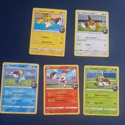 Pikachu Sobble Scorbunny Eevee Grookey On The Ball Pokemon Futsal Promo NearMint - Image 1