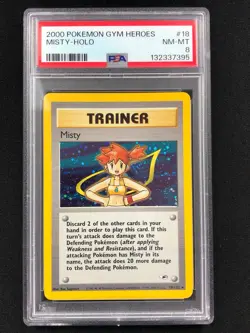 Pokemon 2000 Misty Trainer Holo + Swirl! 18/132 PSA 8 - Image 1