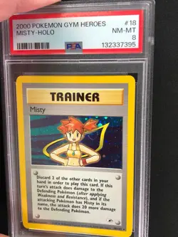 Pokemon 2000 Misty Trainer Holo + Swirl! 18/132 PSA 8 - Image 2