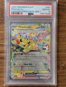 2025 Pokemon Play Prize Pack Series 7 PSA 10 Pikachu EX #057 LOW POP FRESH SLAB - Image 1