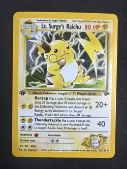 1st Edition Lt. Surge’s Raichu 11/132 Holo Rare WOTC Pokemon - Image 1