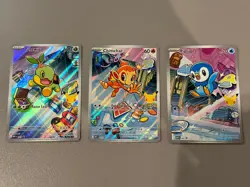 Pokemon First Partner Illustration Collection Turtwig Chimchar Piplup Promo Set - Image 1