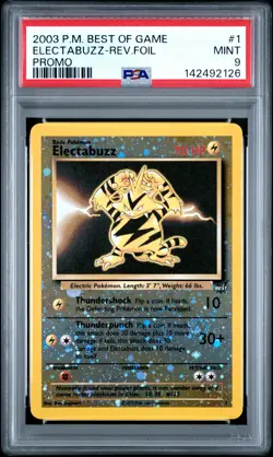 2003 POKEMON BEST OF GAME PROMO #1 ELECTABUZZ-REVERSE FOIL PSA 9 - Image 1