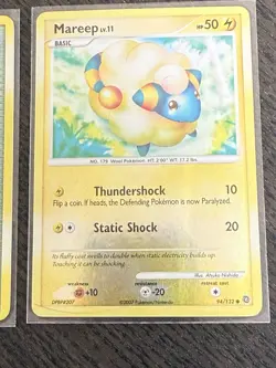 Lot of 2 holo pokemon cards Mareep & Lake Boundary 2007 - Image 3