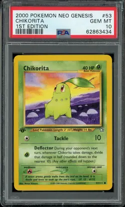 PSA 10 Chikorita 1st Edition Neo Genesis 53/111 Pokemon Card - Image 1