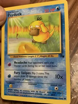 Pokemon TCG Psyduck Fossil 53/62 Regular Unlimited Common Card Base Set - Image 2