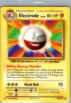 Electrode 40/108 Non Holo XY - Evolutions - Pokemon Card - NM - Image 1