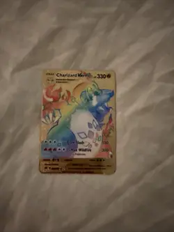 Charizard VMAX Rainbow Pokemon Gold Metal Card Collectible Gift Display - Image 1