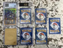 Pokemon Card Lot CGC 8.5 Ancient Mew Promo, Charizard Holo, Pikachu, Mewtwo - Image 2