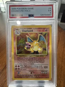 1999 Pokemon Charizard Holo #4 Card PSA Graded EX 5 - Image 1
