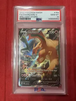 Pokemon 2022 Sword Shield Brilliant Stars 154 FA Charizard V Alt Art PSA 10 - Image 1