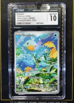 2025 POKEMON WHT EN-WHITE FLARE ILLUSTRATION RARE #109 DUCKLETT CGC 10 - Image 1