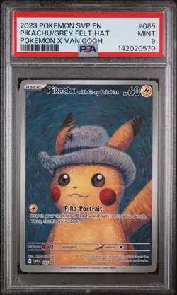 2023 POKEMON SVP EN-SV BLACK STAR PROMO #085 PIKACHU WITH GREY FELT HAT PSA 9 - Image 1