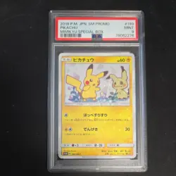 PSA 9 Pikachu 199/SM-P Mimikyu Pokemon Card Japanese Special Box Promo Mint Holo - Image 1