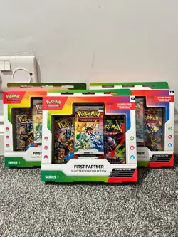 3x Pokemon TCG First Partner Illustration Collection Series 1 Boxes New & Sealed - Image 1