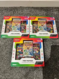 3x Pokemon TCG First Partner Illustration Collection Series 1 Boxes New & Sealed - Image 2