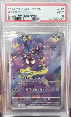 Pokemon Gastly Illustration Rare 177/162 SV05 Temporal Forces Holo PSA 9 EN - Image 1