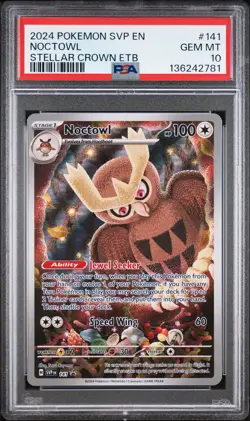 2024 POKEMON SVP EN-SV BLACK STAR PROMO #141 NOCTOWL PSA 10 - Image 1