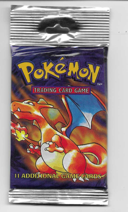 1999 Pokemon Base Set Unlimited Long Crimp Charizard Booster Pack LIGHT, SEALED - Image 1