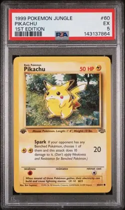 Pikachu 1st Edition 1999 Jungle #60/64 Pokemon - PSA 5 - Image 1