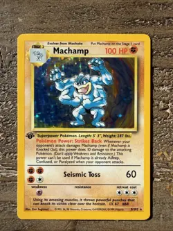 Pokemon TCG Machamp Holo Rare 1st Edition Base Set - Image 1