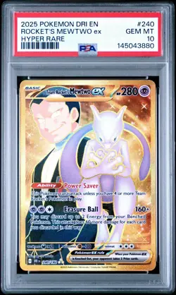PSA 10 Team Rocket's Mewtwo ex 240/182 Pokemon Destined Rivals Full Art Graded - Image 1