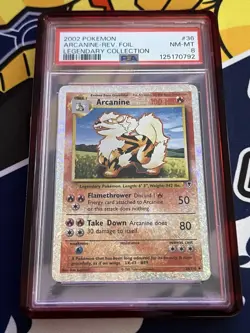 2002 Pokemon Legendary Collection Arcanine Reverse Foil PSA 8 - Image 2
