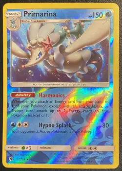 Primarina Reverse Holo Rare 67/214 Pokemon TCG Sun & Moon Lost Thunder - NM - Image 1