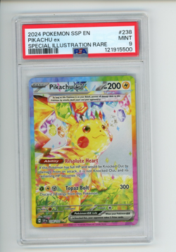 2024 Pokemon Surging Sparks Pikachu EX 238/191 Special Illustration Rare PSA 9 - Image 1