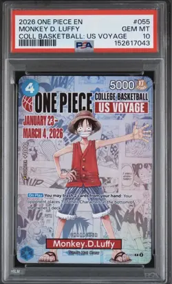 2026 ONE PIECE PROMOS COLLEGE BASKETBALL: US VOYAGE MONKEY D. LUFFY PSA 10 - Image 1