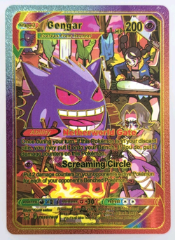 Pokemon Gengar 200hp Rainbow Foil Fan Art Collector Card TCG - Image 1