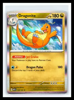 💥 Pokemon 2023 TCG Dragonite Scarlet & Violet 151 # 149/165 Holo Rare Card - Image 1