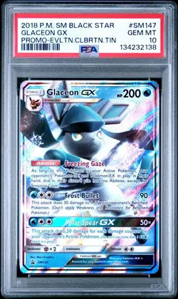 2018 Pokemon Sun Moon Glaceon GX Tin Black Star Promo BSP #SM147 PSA 10 - Image 1