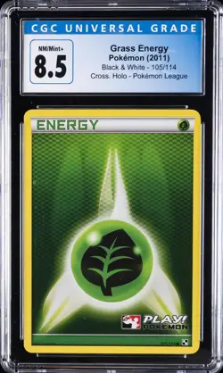 2011 POKEMON B&W, CROSS. HOLO, POKEMON LEAGUE #105/114 GRASS ENERGY CGC 8.5 - Image 1
