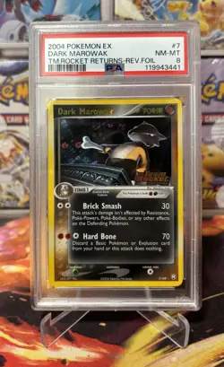 PSA 8 Dark Marowak 7/109 EX Team Rocket Returns Reverse Holo Foil Pokemon 2004 - Image 1