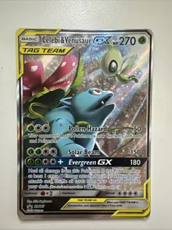 Pokemon TCG Celebi & Venusaur GX SM167 Sun & Moon Promo Tag Team Holo Ultra Rare - Image 1