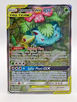 Venusaur & Snivy GX SM229 - S&M Black Star Promo Alt Art Tag Team Pokemon - NM - Image 1