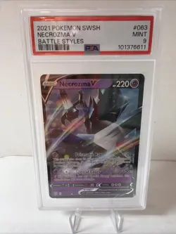 2021 POKEMON SWORD & SHIELD BATTLE STYLES #063 NECROZMA V PSA 9 - Image 1