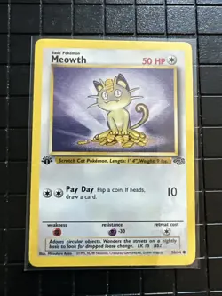 Pokemon TCG Meowth Jungle 56/64 Regular 1st Edition Common - Image 1