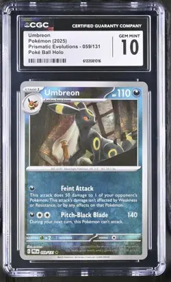 Umbreon *CGC 10* PokeBall Holo *Prismatic Evolutions* #59 *2025* Pokemon - Image 1