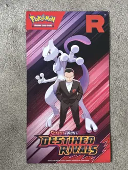 Pokemon TCG Destined Rivals Promo Poster Mewtwo & Giovanni Double Sided - Image 2