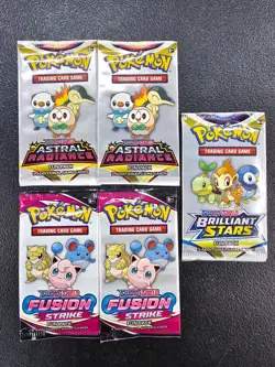 Pokemon Astral Radiance Fusion Strike Brilliant Fun 5 Packs lot Brand New Sealed - Image 1