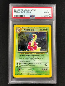 Pokemon 2000 Meganium Holo 11/111 Neo PSA 8 - Image 1