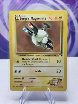 Lt. Surge's Magnemite 80/132 Common Gym Heroes Pokemon Card HP - Image 1