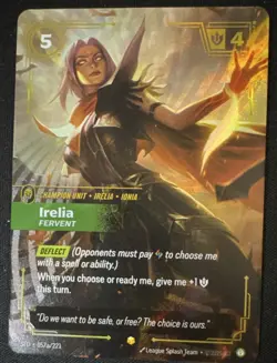 RIFTbound League of Legends Irelia Fervent Champion Unit SFD 057a/221 Holo Card - Image 1