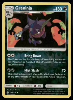 Pokemon Cards Greninja 117/214 Reverse Holo Unbroken Bonds Holo Rare NM - Image 1