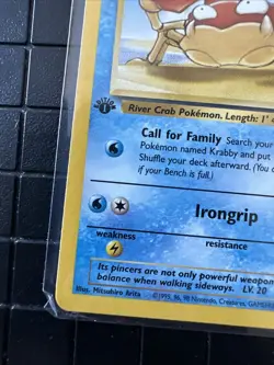 1995, 96, 98 Pokemon Card 1st Edition **Krabby** - Fossil Set 51/62 - Common - Image 2